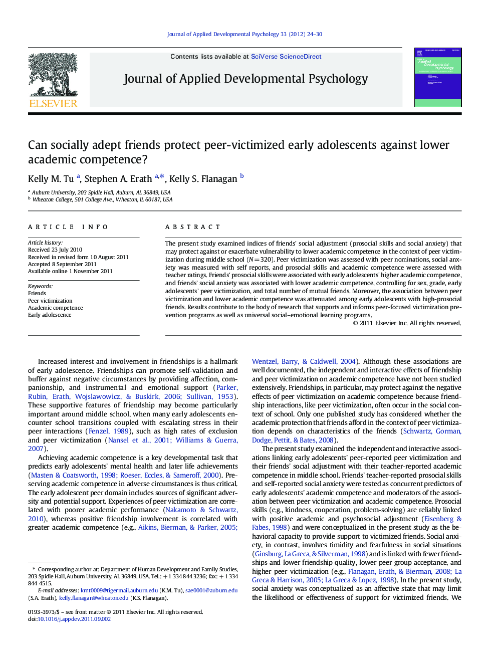 Can socially adept friends protect peer-victimized early adolescents against lower academic competence?