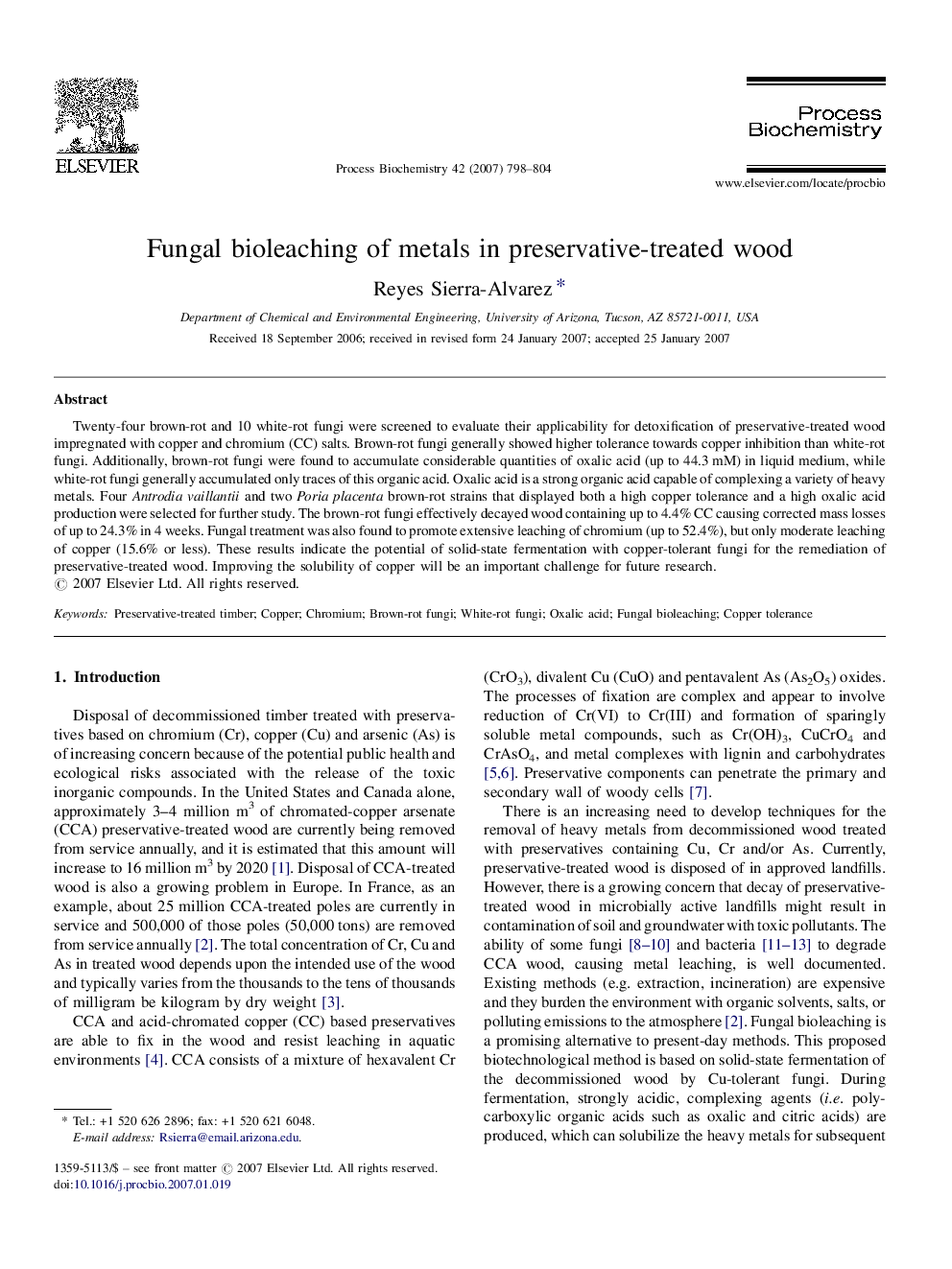 Fungal bioleaching of metals in preservative-treated wood