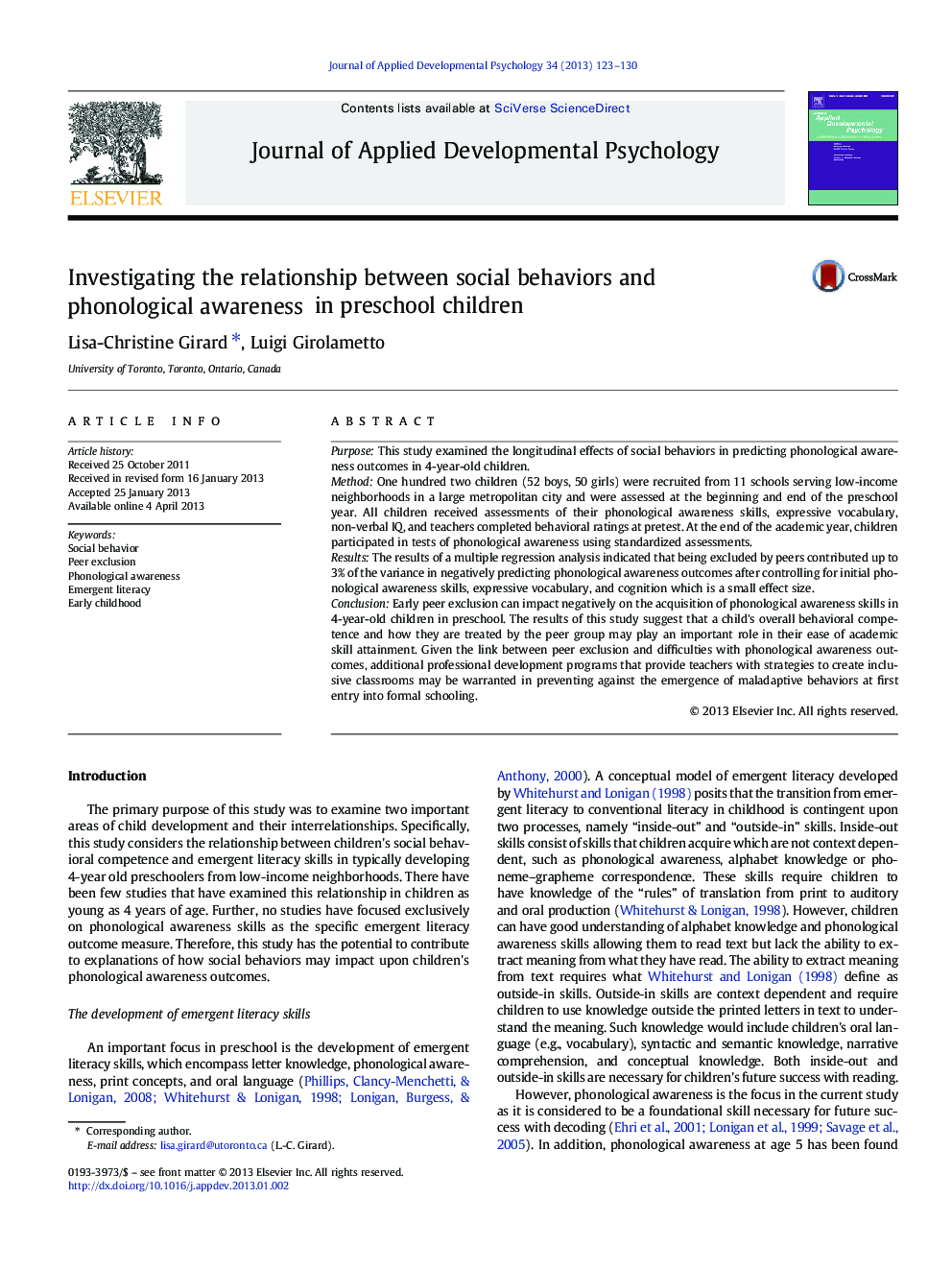 Investigating the relationship between social behaviors and phonological awareness in preschool children