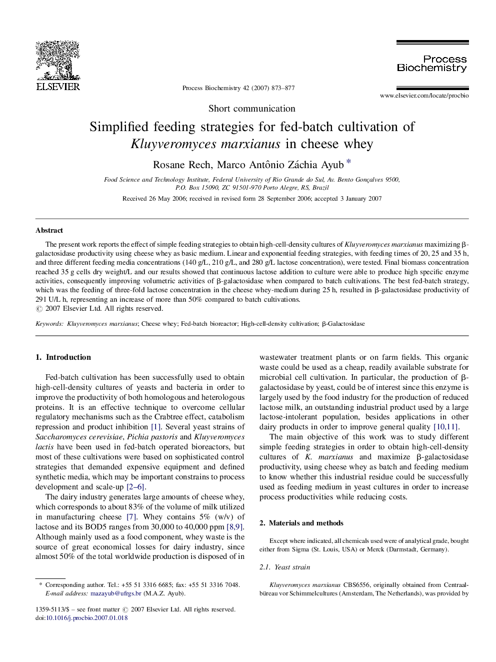 Simplified feeding strategies for fed-batch cultivation of Kluyveromyces marxianus in cheese whey