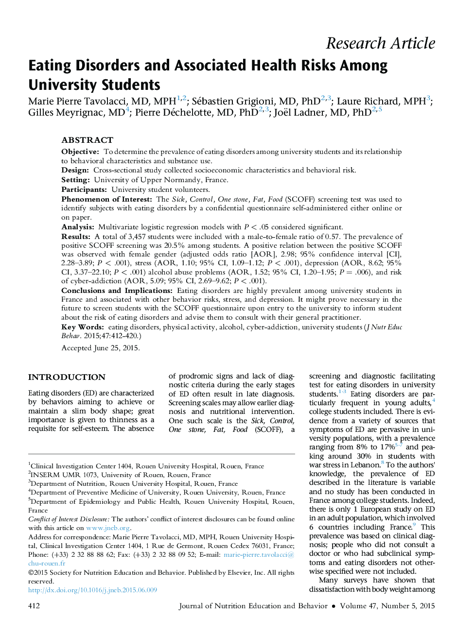 Eating Disorders and Associated Health Risks Among University Students