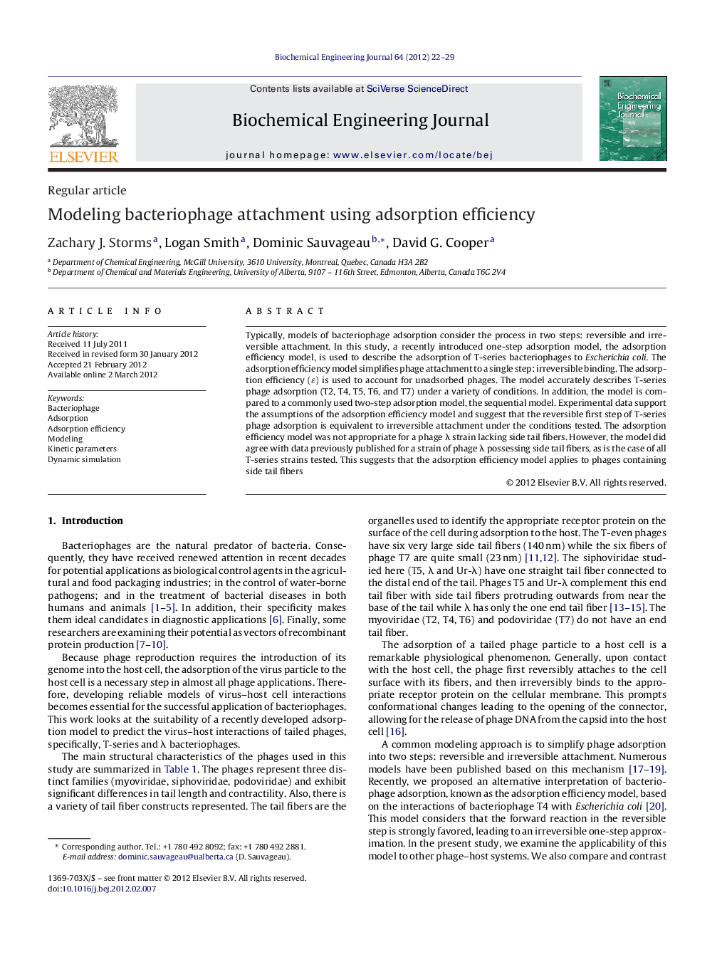 Modeling bacteriophage attachment using adsorption efficiency