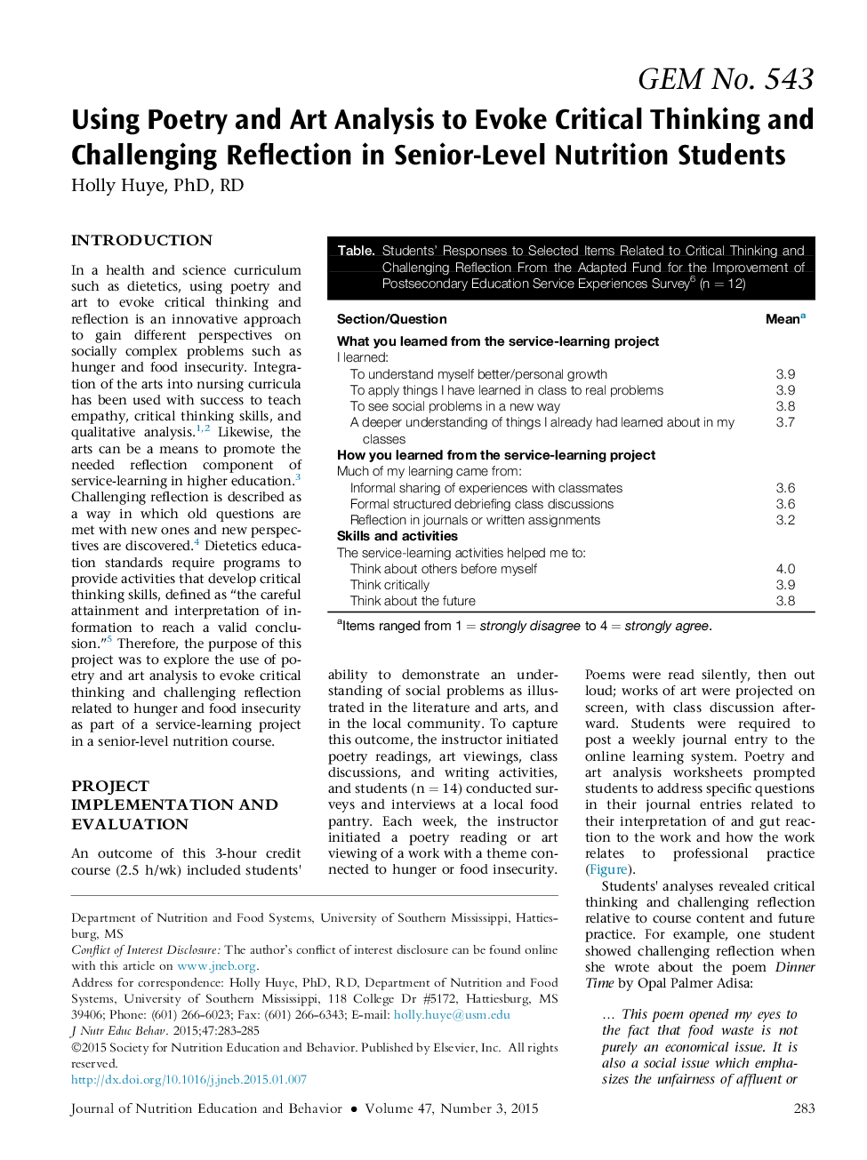 استفاده از شعر و تجزیه و تحلیل هنری برای تحریک تفکر انتقادی و بازتاب چالش در دانش آموزان تغذیه در سطح بالا 