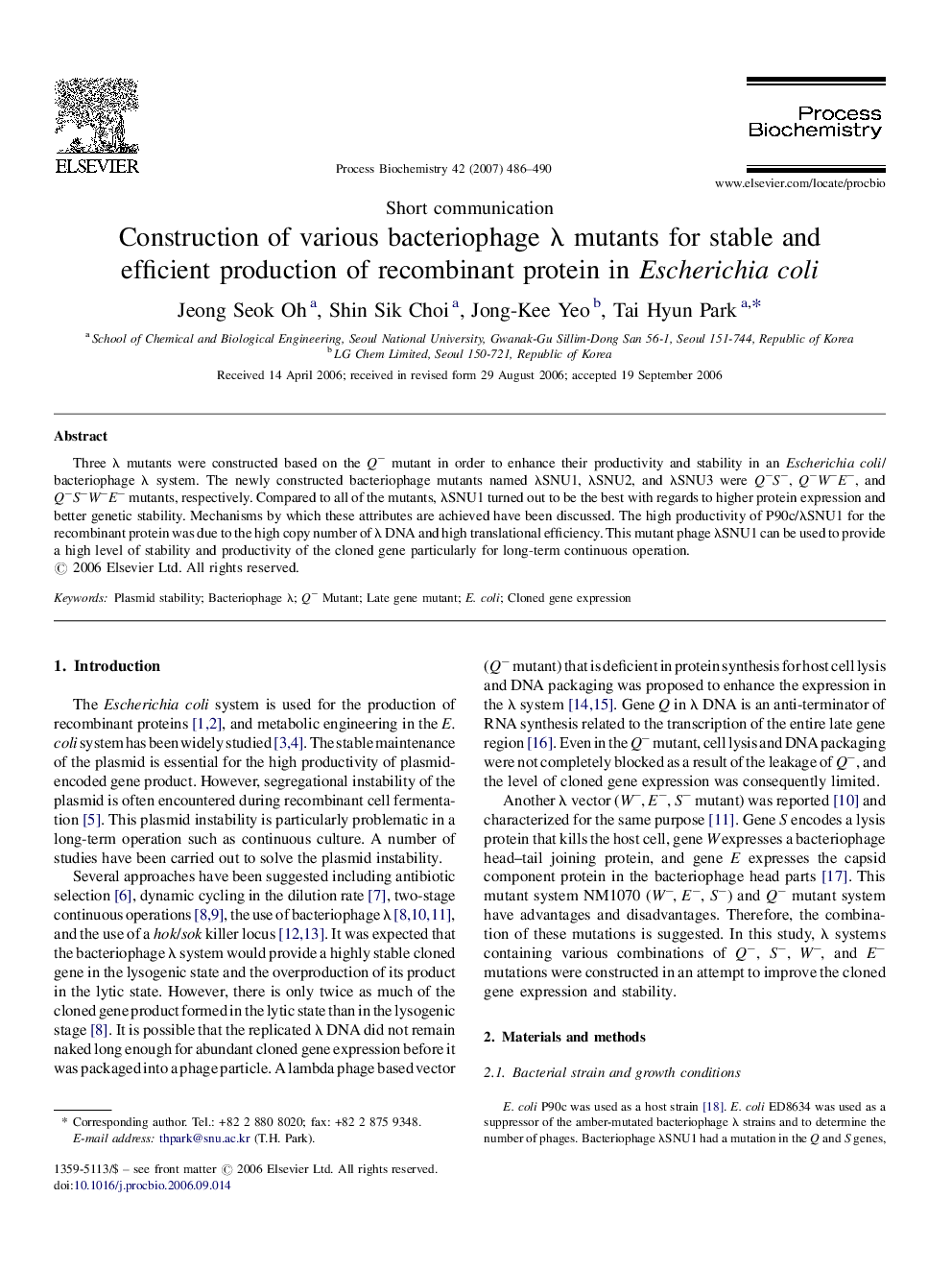 Construction of various bacteriophage λ mutants for stable and efficient production of recombinant protein in Escherichia coli