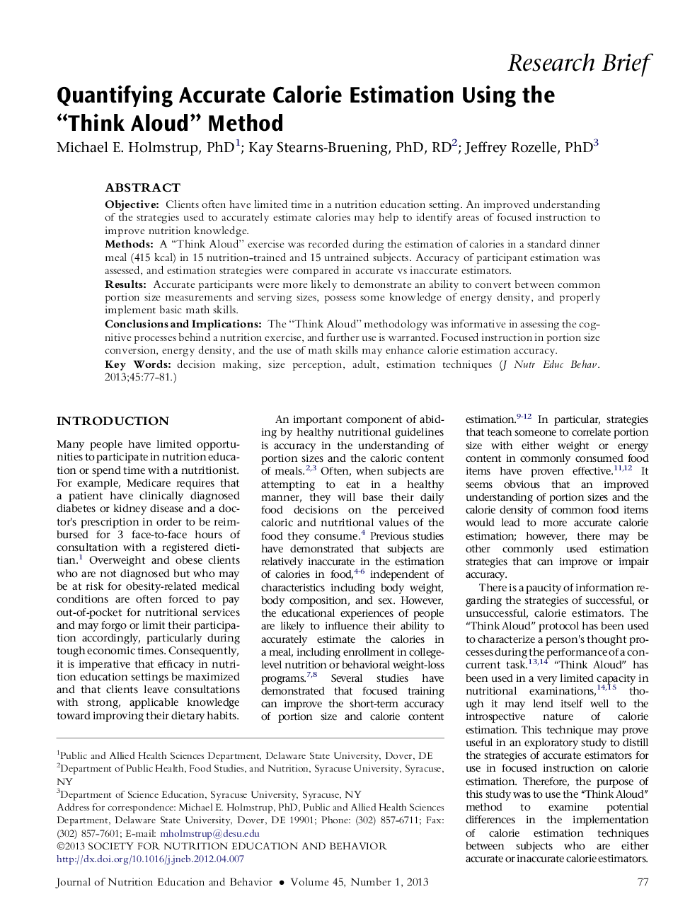 Quantifying Accurate Calorie Estimation Using the “Think Aloud” Method