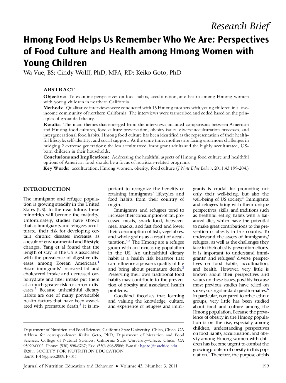 Hmong Food Helps Us Remember Who We Are: Perspectives of Food Culture and Health among Hmong Women with Young Children