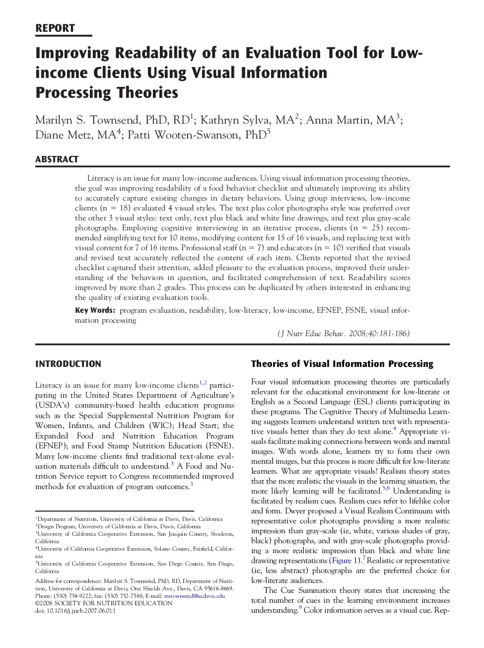 Improving Readability of an Evaluation Tool for Low-income Clients Using Visual Information Processing Theories