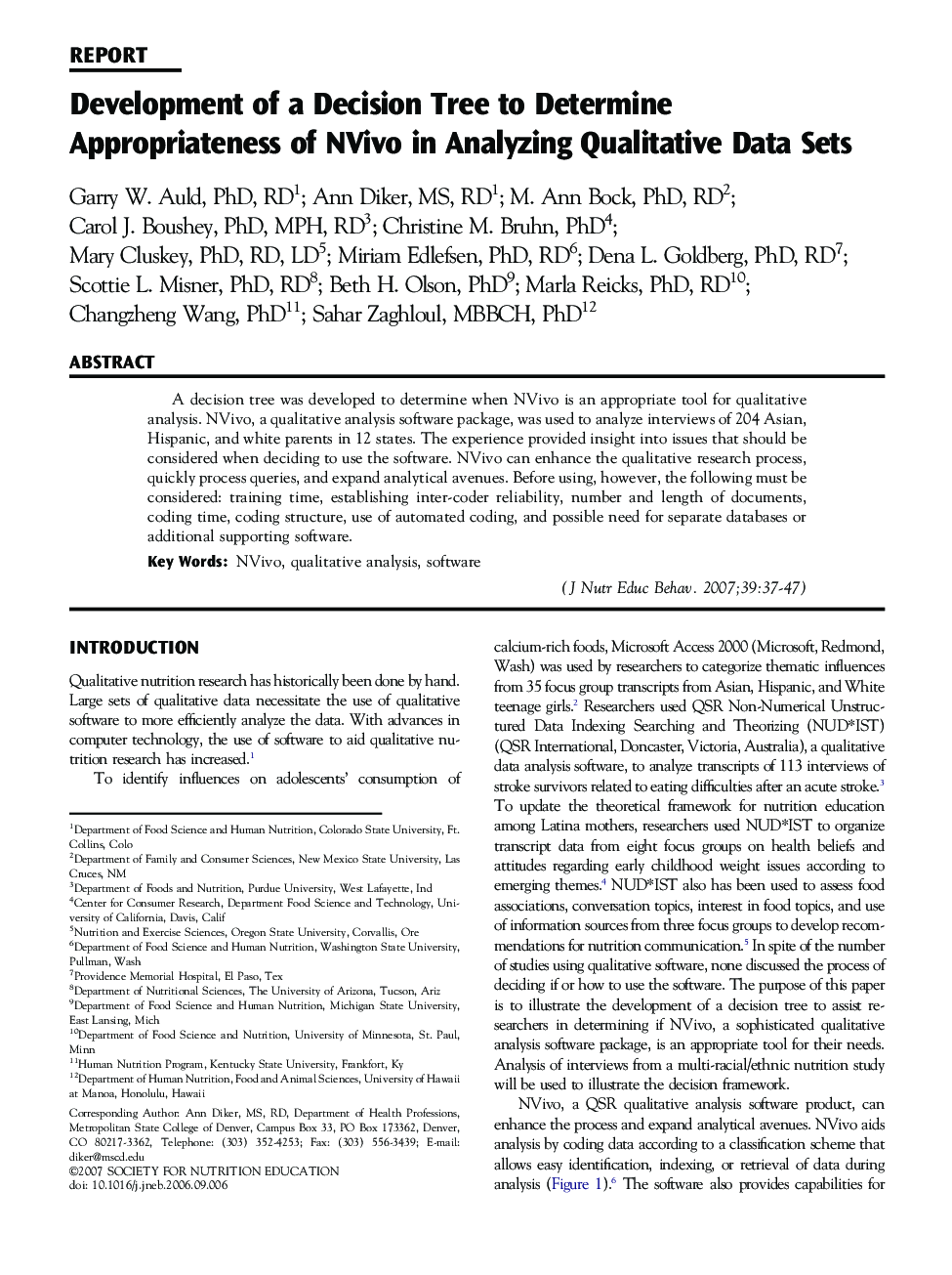 Development of a Decision Tree to Determine Appropriateness of NVivo in Analyzing Qualitative Data Sets