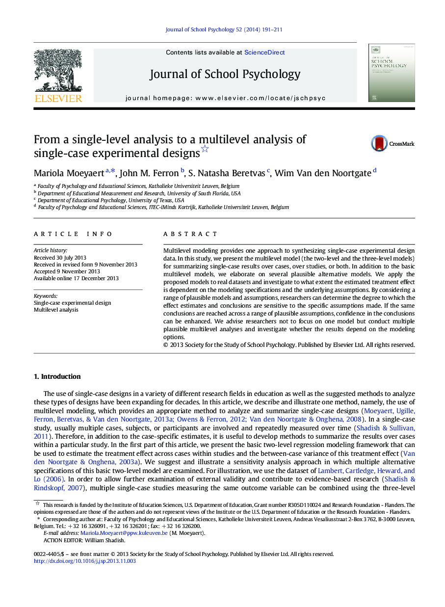 From a single-level analysis to a multilevel analysis of single-case experimental designs 