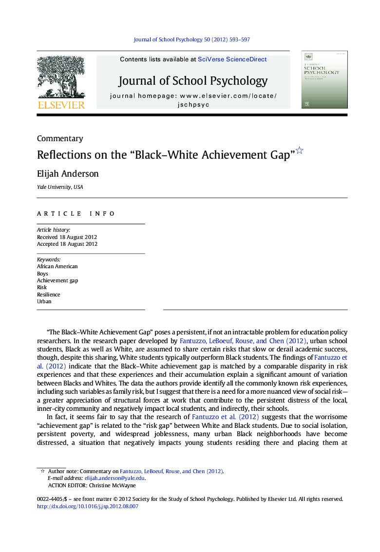 Reflections on the “Black-White Achievement Gap”