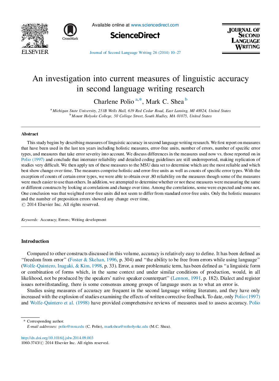 An investigation into current measures of linguistic accuracy in second language writing research