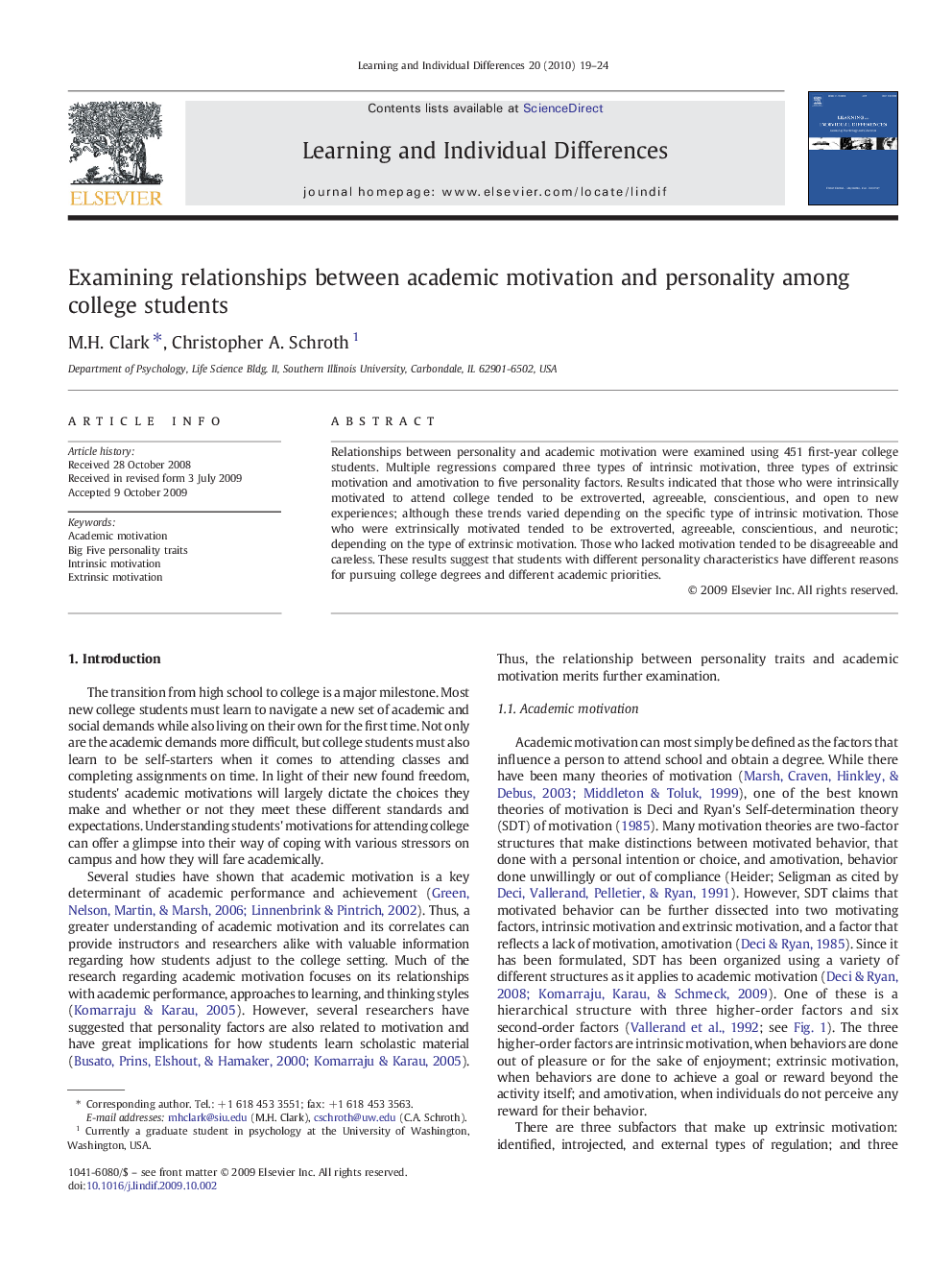 Examining relationships between academic motivation and personality among college students