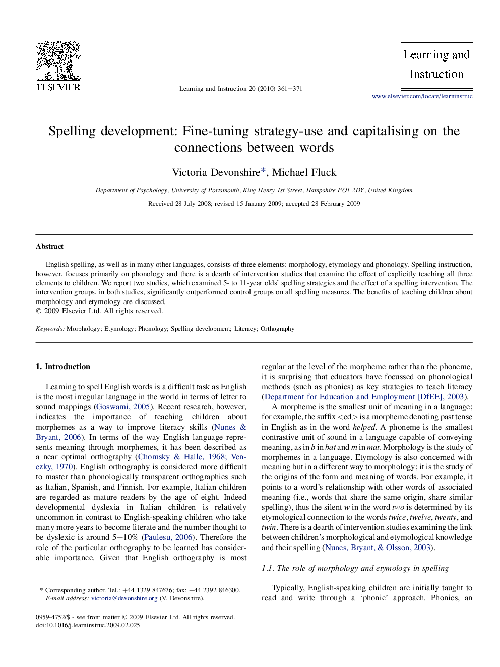 Spelling development: Fine-tuning strategy-use and capitalising on the connections between words