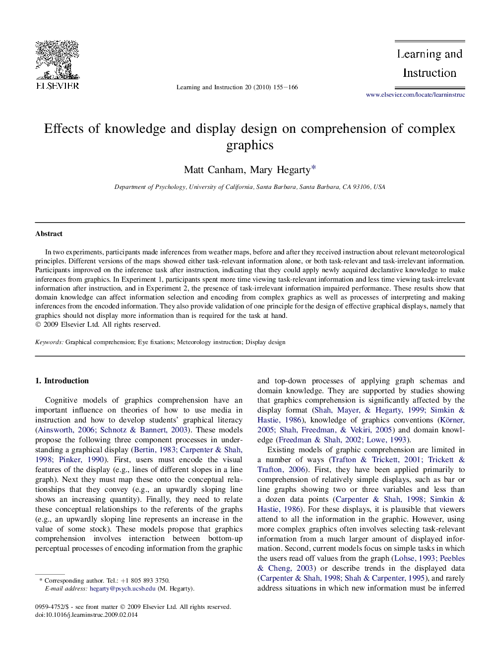 Effects of knowledge and display design on comprehension of complex graphics