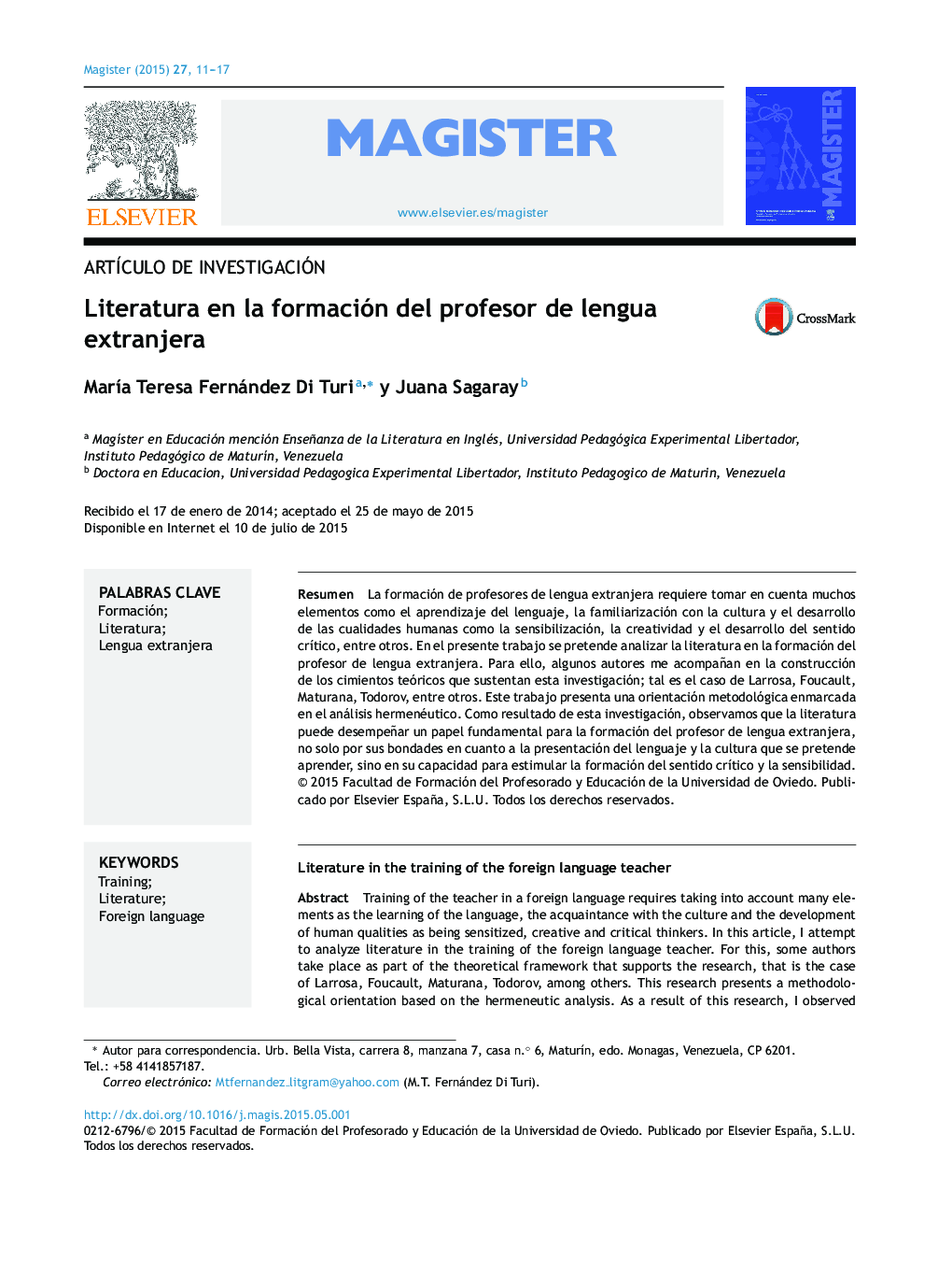 Literatura en la formación del profesor de lengua extranjera