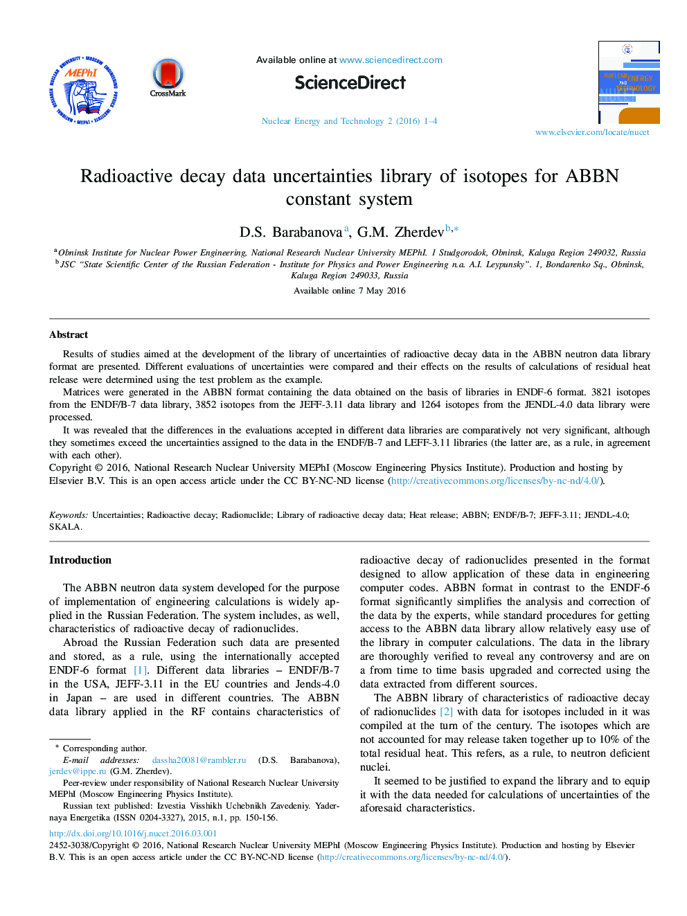 Radioactive decay data uncertainties library of isotopes for ABBN constant system