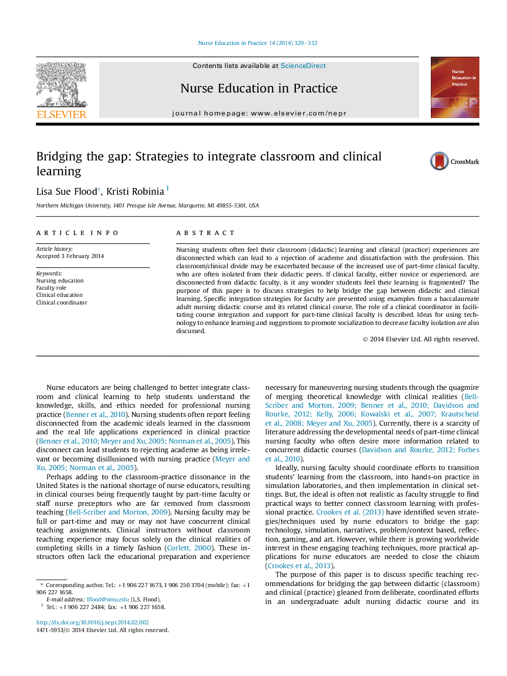 Bridging the gap: Strategies to integrate classroom and clinical learning