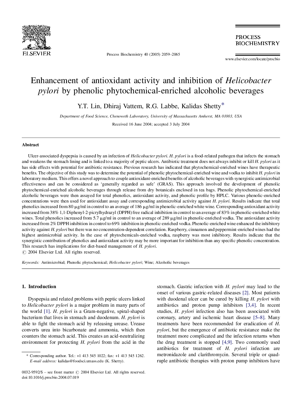 Enhancement of antioxidant activity and inhibition of Helicobacter pylori by phenolic phytochemical-enriched alcoholic beverages