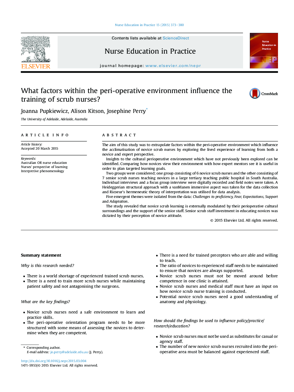 What factors within the peri-operative environment influence the training of scrub nurses?