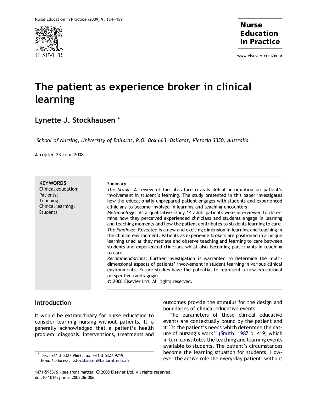 The patient as experience broker in clinical learning