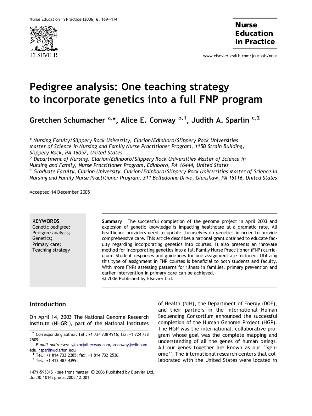 Pedigree analysis: One teaching strategy to incorporate genetics into a full FNP program