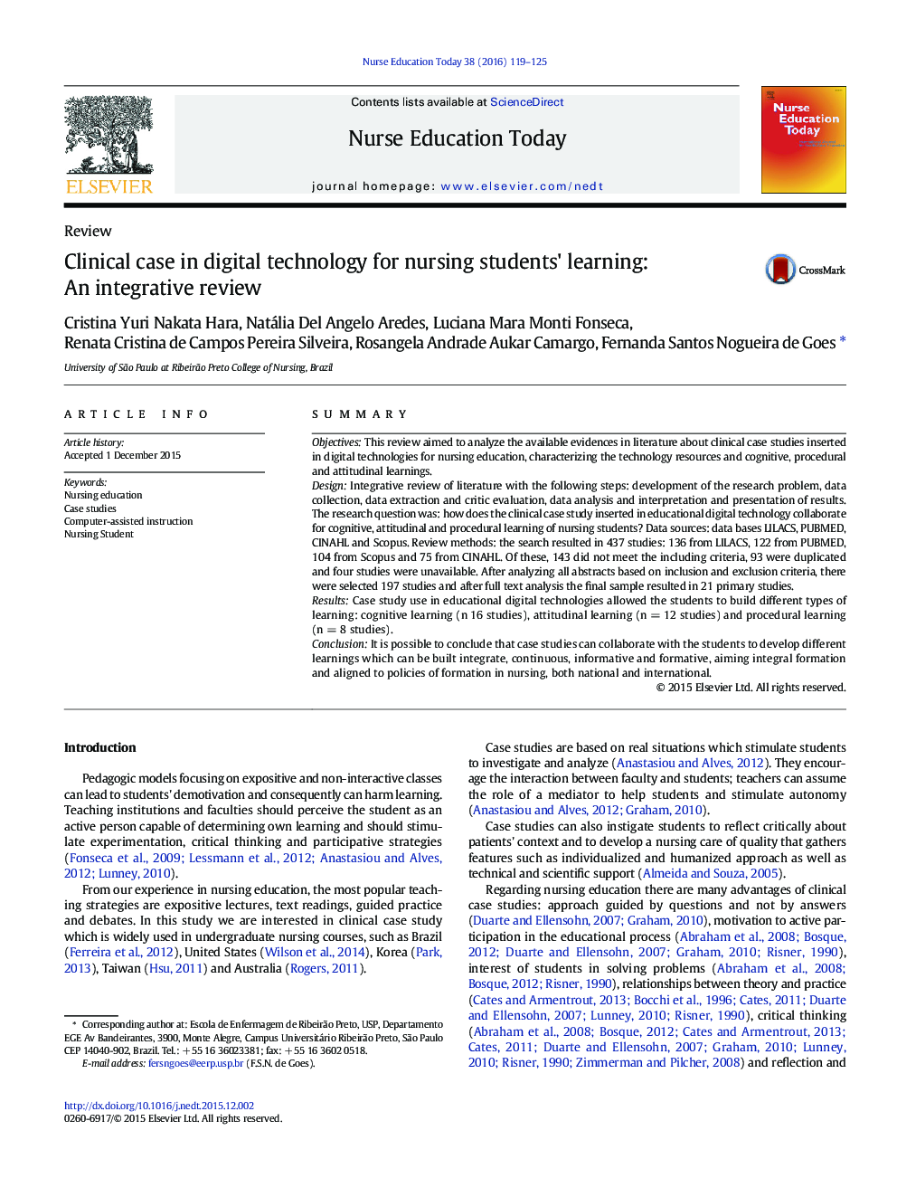 مورد بالینی در فن آوری دیجیتال برای یادگیری دانشجویان پرستاری: یک بررسی یکپارچه