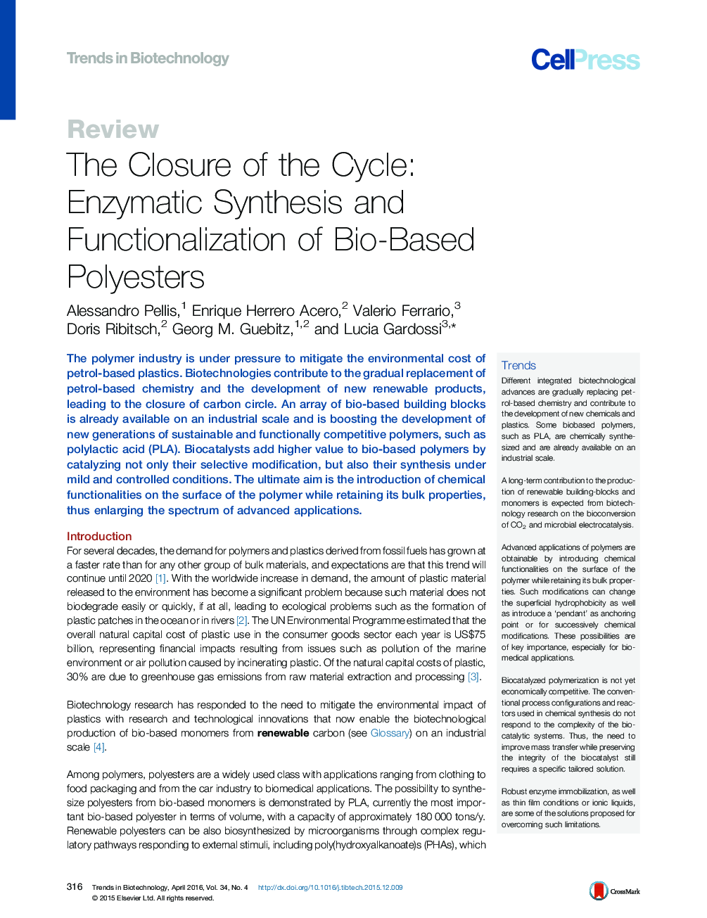 The Closure of the Cycle: Enzymatic Synthesis and Functionalization of Bio-Based Polyesters
