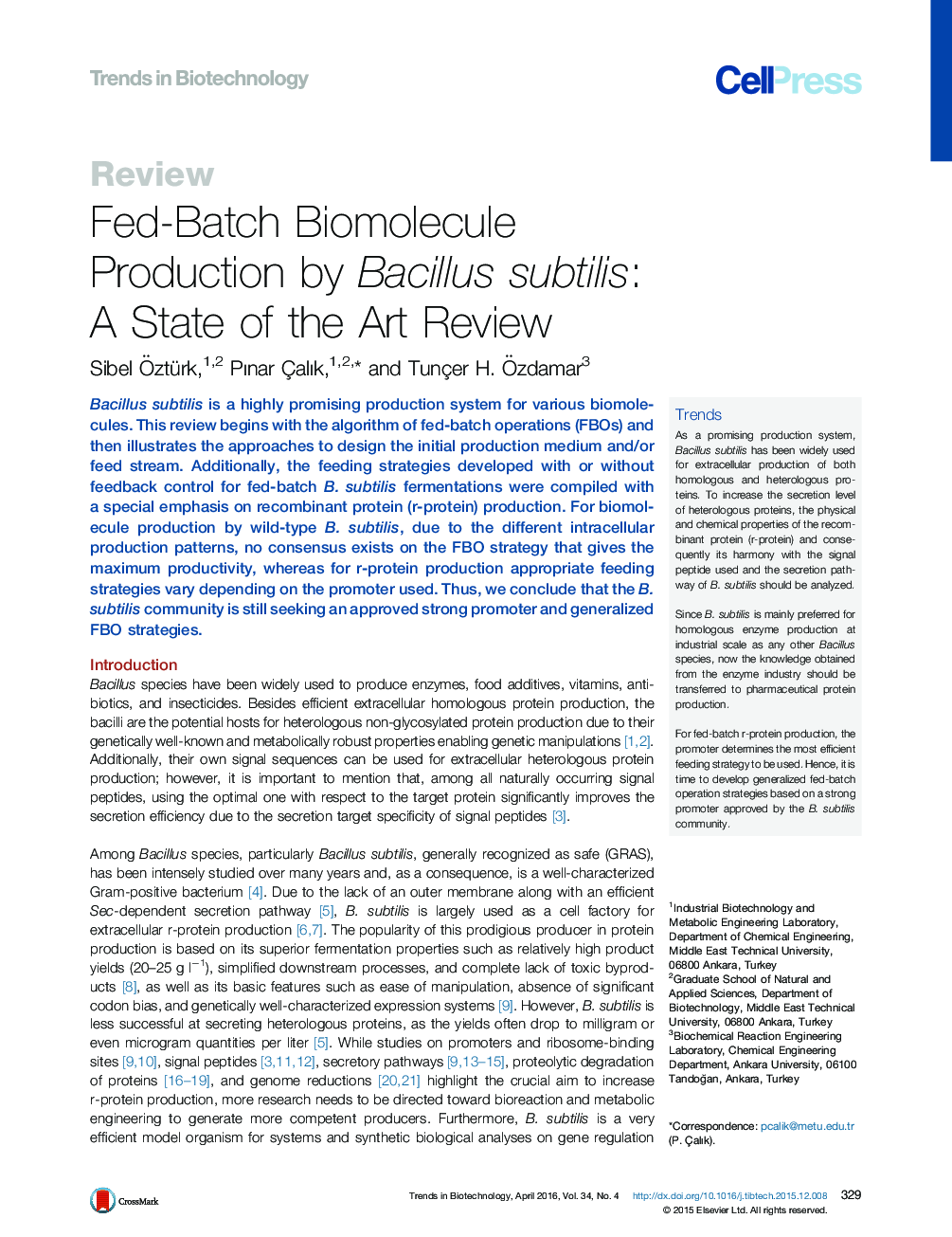 Fed-Batch Biomolecule Production by Bacillus subtilis: A State of the Art Review