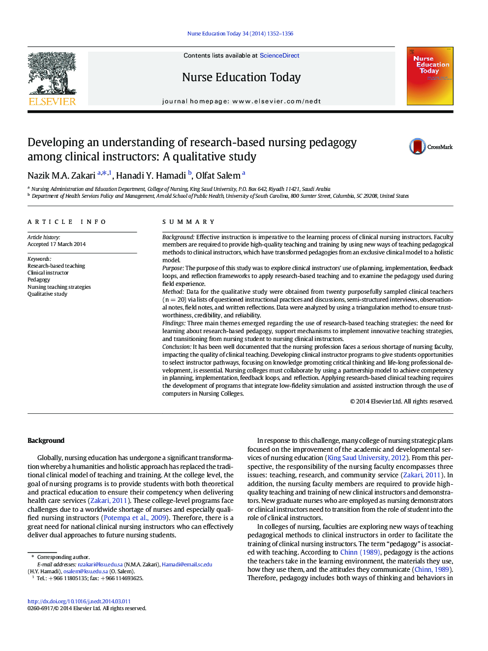 Developing an understanding of research-based nursing pedagogy among clinical instructors: A qualitative study