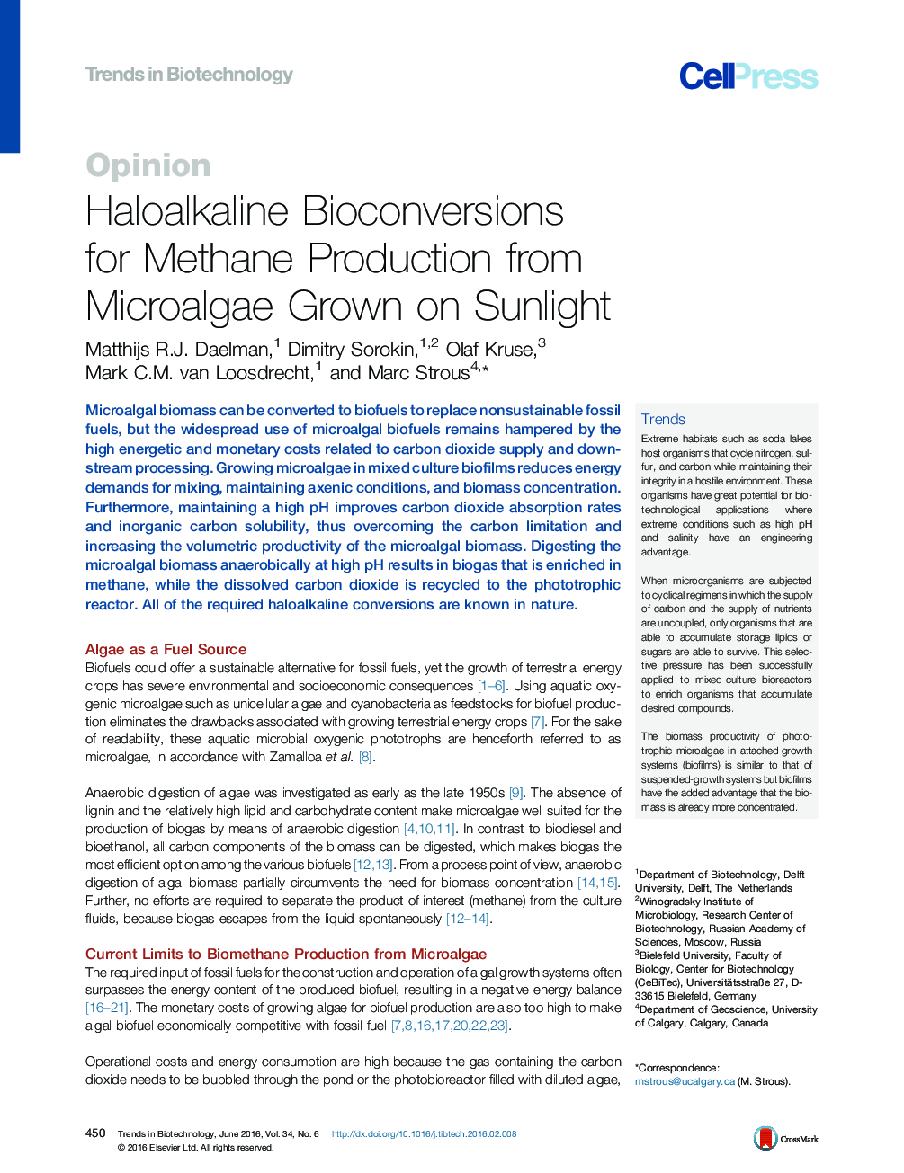 Haloalkaline Bioconversions for Methane Production from Microalgae Grown on Sunlight