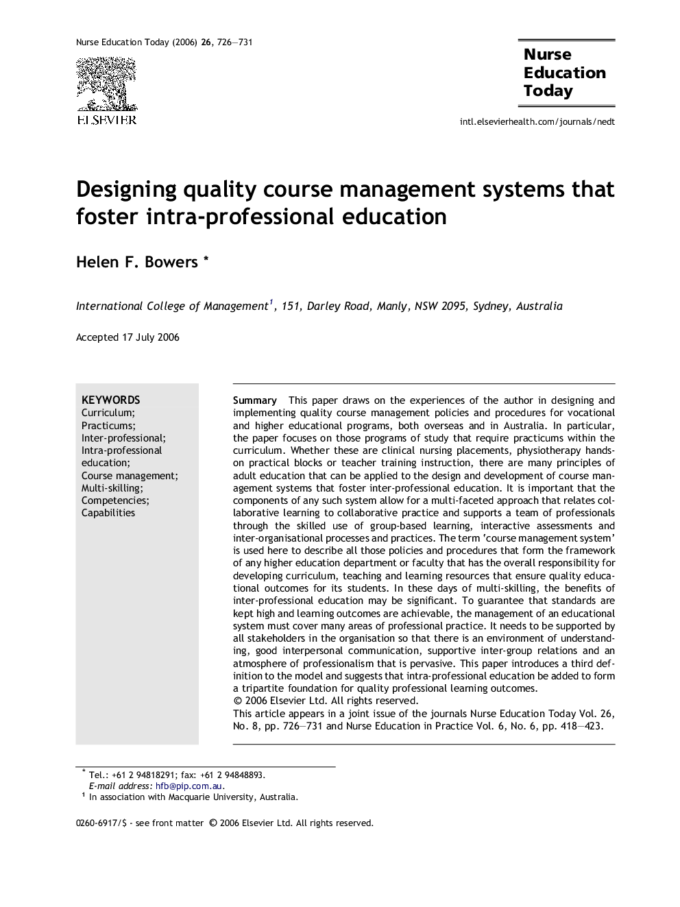 Designing quality course management systems that foster intra-professional education