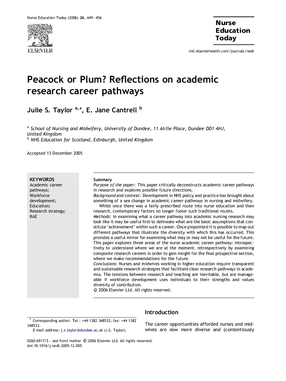 Peacock or Plum? Reflections on academic research career pathways