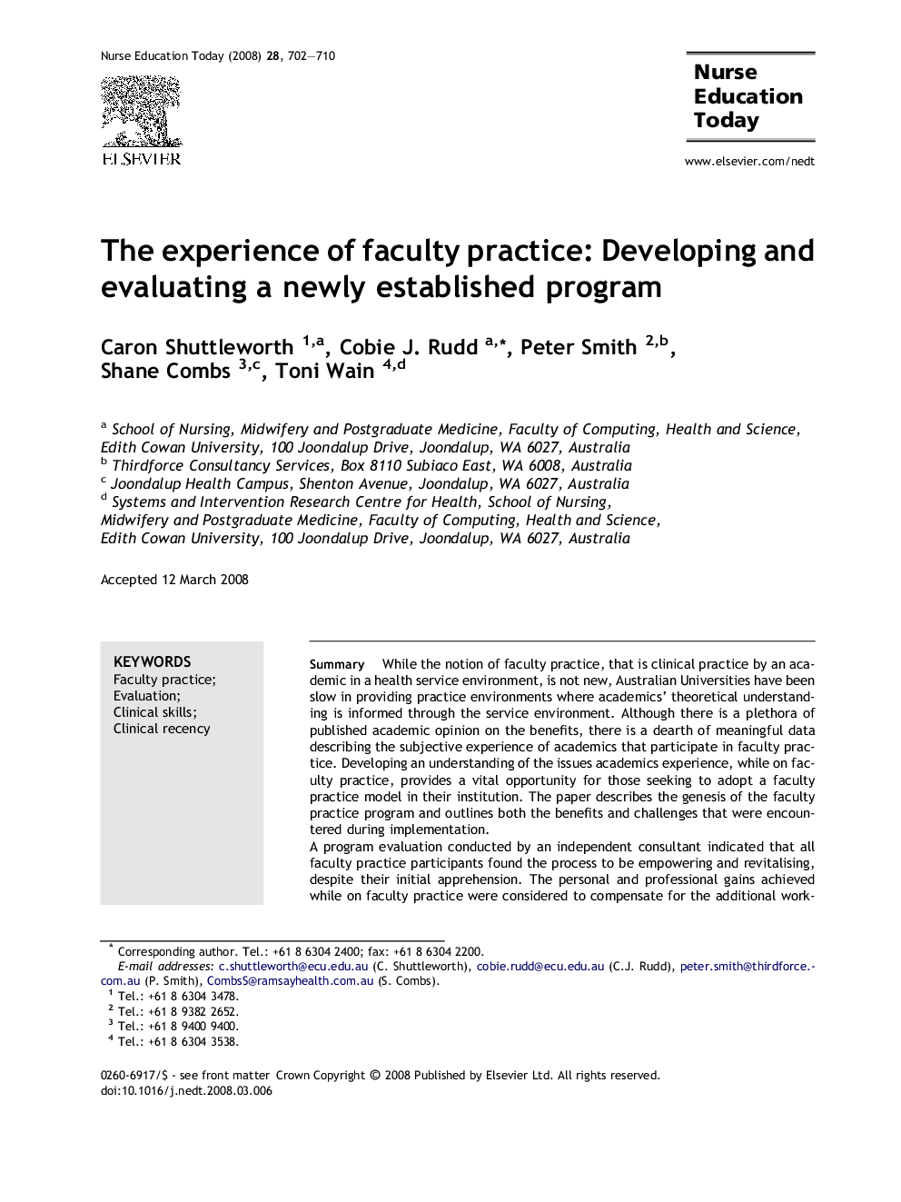 The experience of faculty practice: Developing and evaluating a newly established program