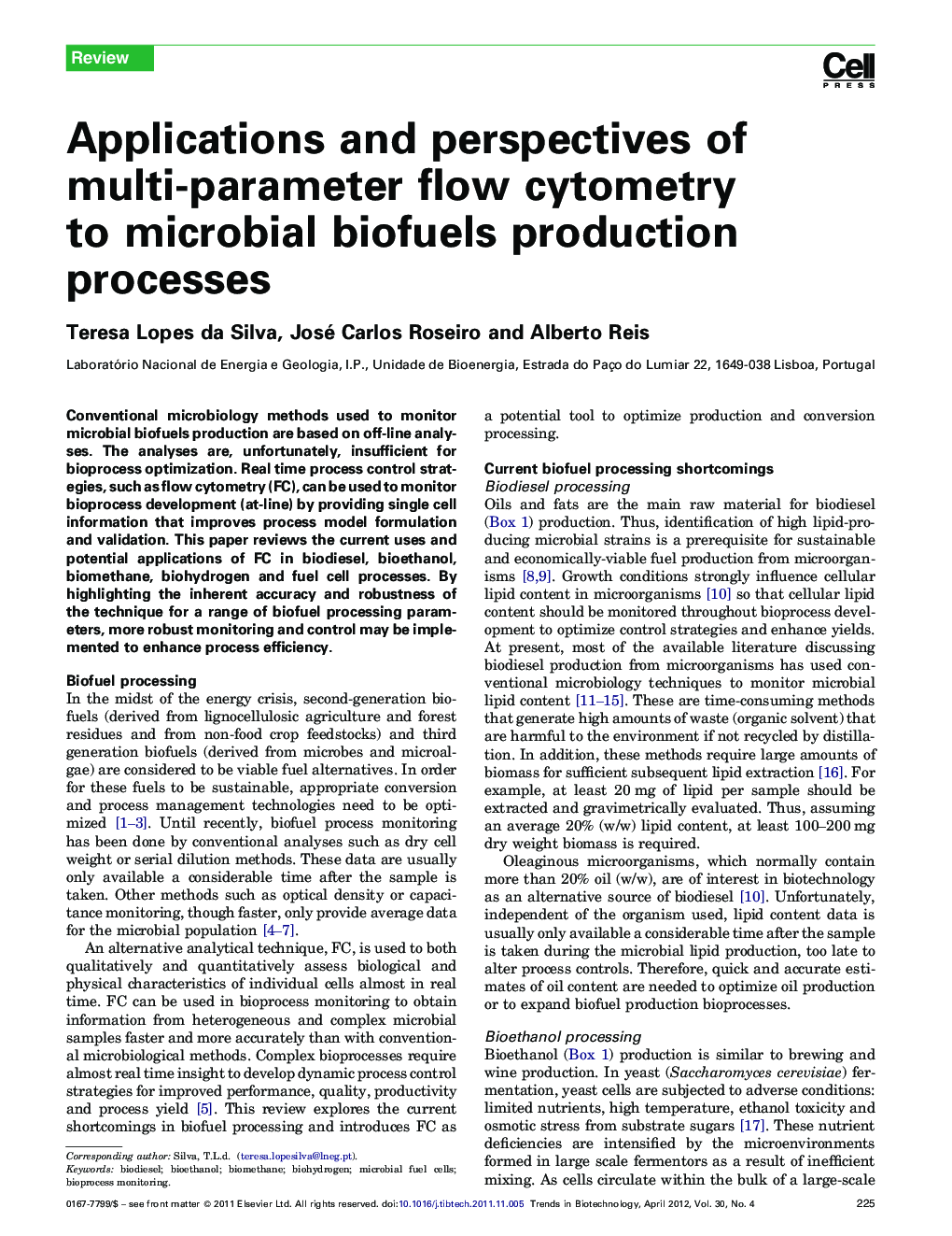 Applications and perspectives of multi-parameter flow cytometry to microbial biofuels production processes