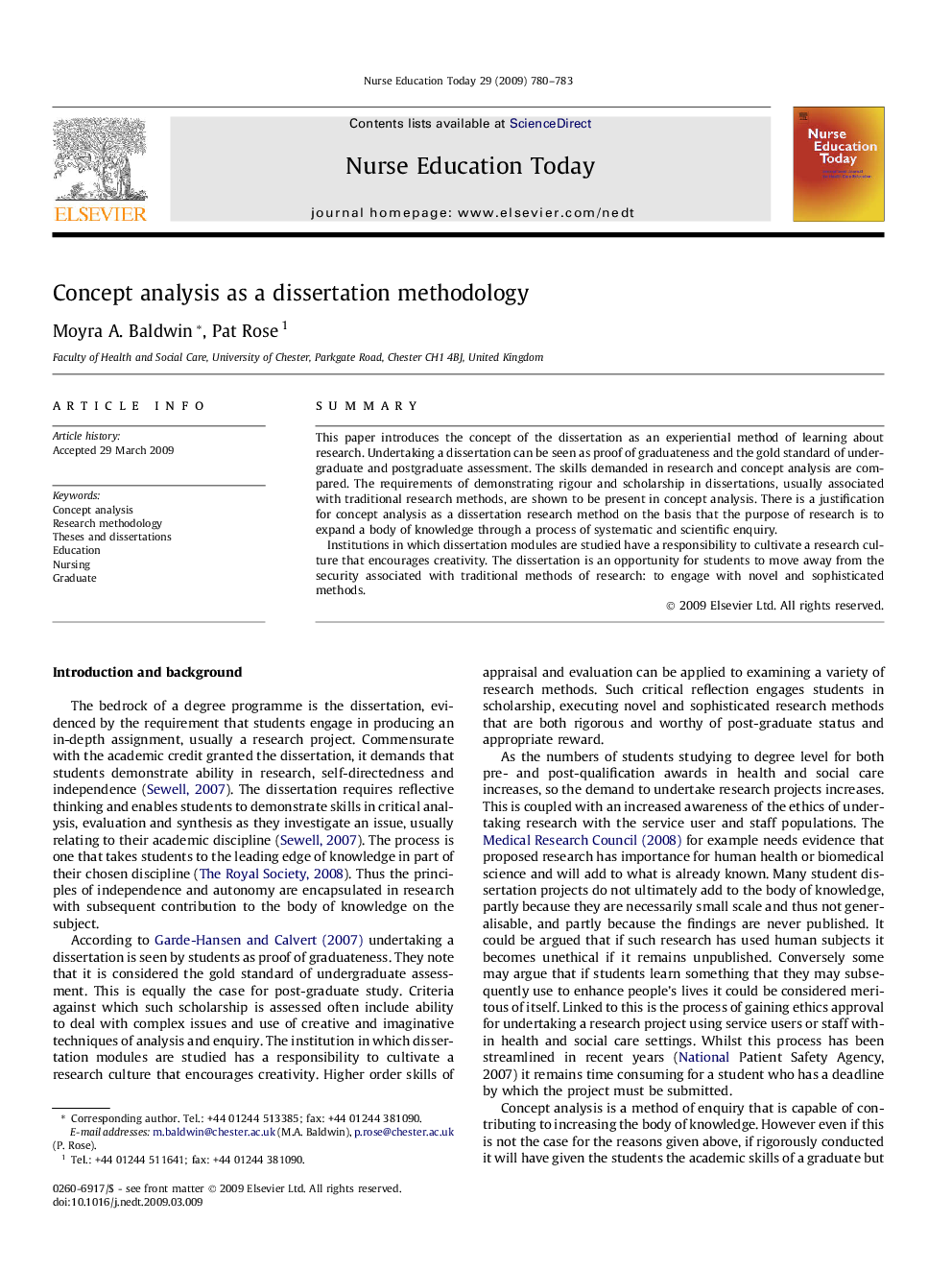 Concept analysis as a dissertation methodology