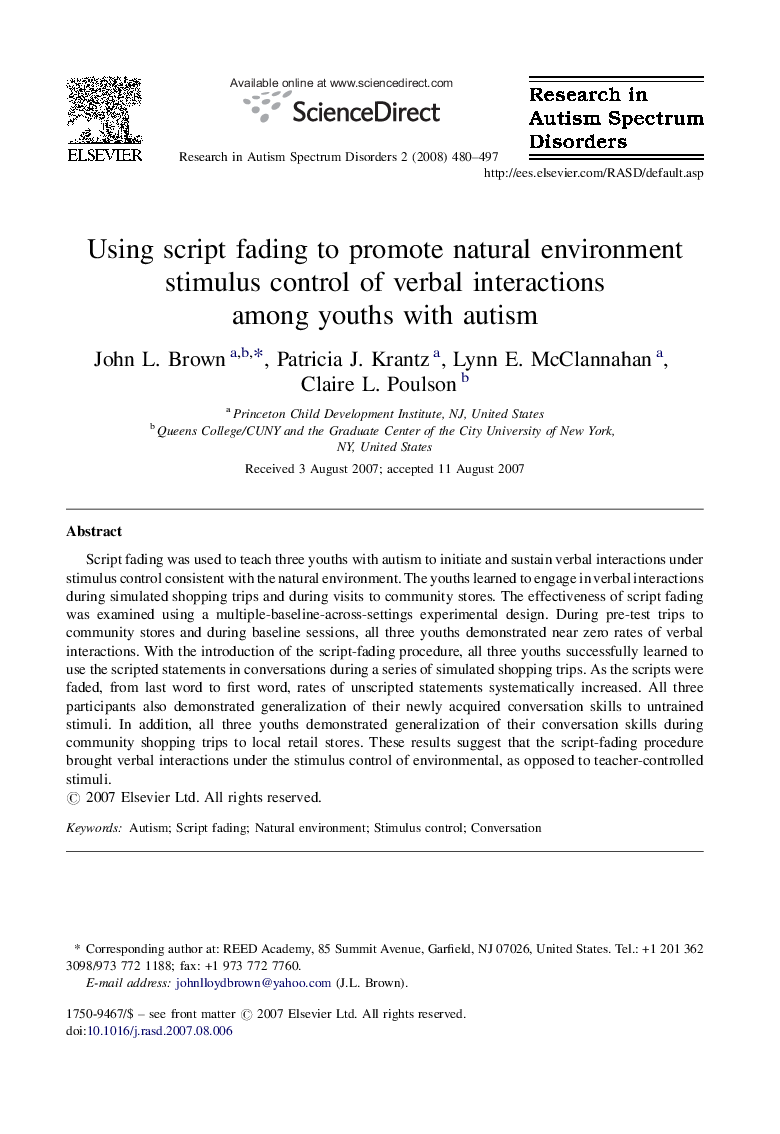 Using script fading to promote natural environment stimulus control of verbal interactions among youths with autism