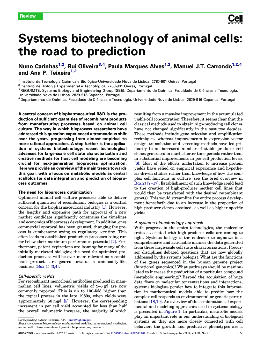 Systems biotechnology of animal cells: the road to prediction