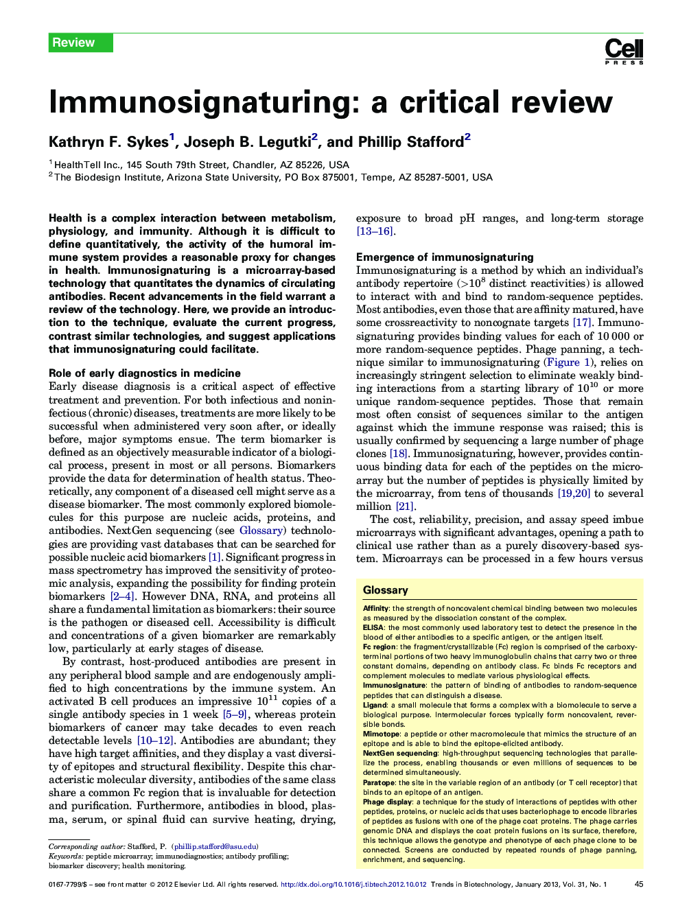 Immunosignaturing: a critical review