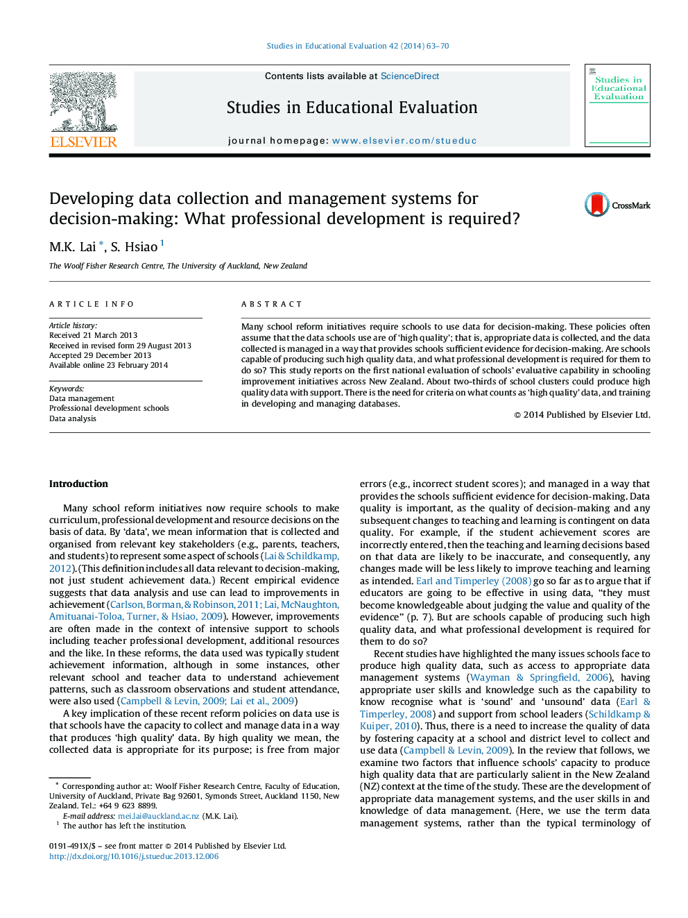 Developing data collection and management systems for decision-making: What professional development is required?