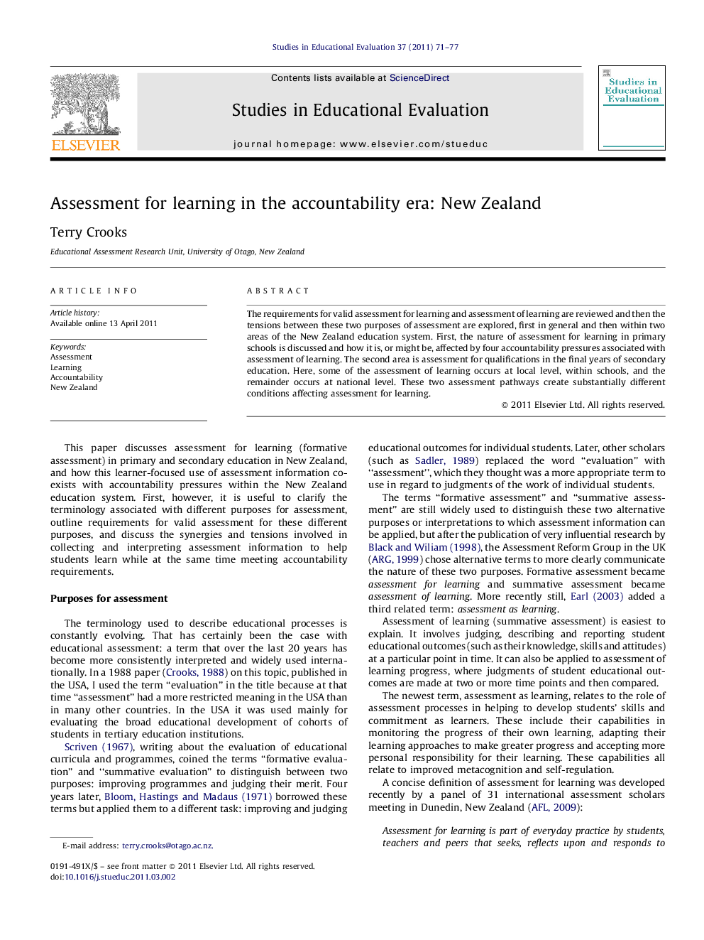 Assessment for learning in the accountability era: New Zealand