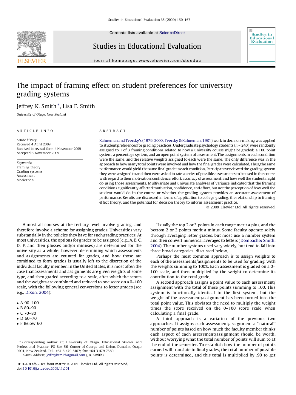 The impact of framing effect on student preferences for university grading systems