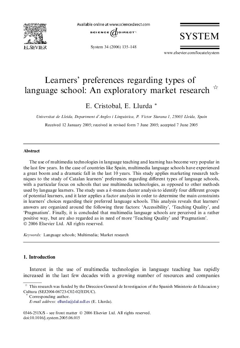 Learners’ preferences regarding types of language school: An exploratory market research 