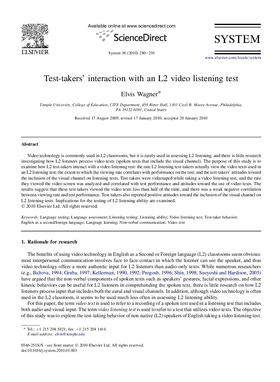 Test-takers' interaction with an L2 video listening test