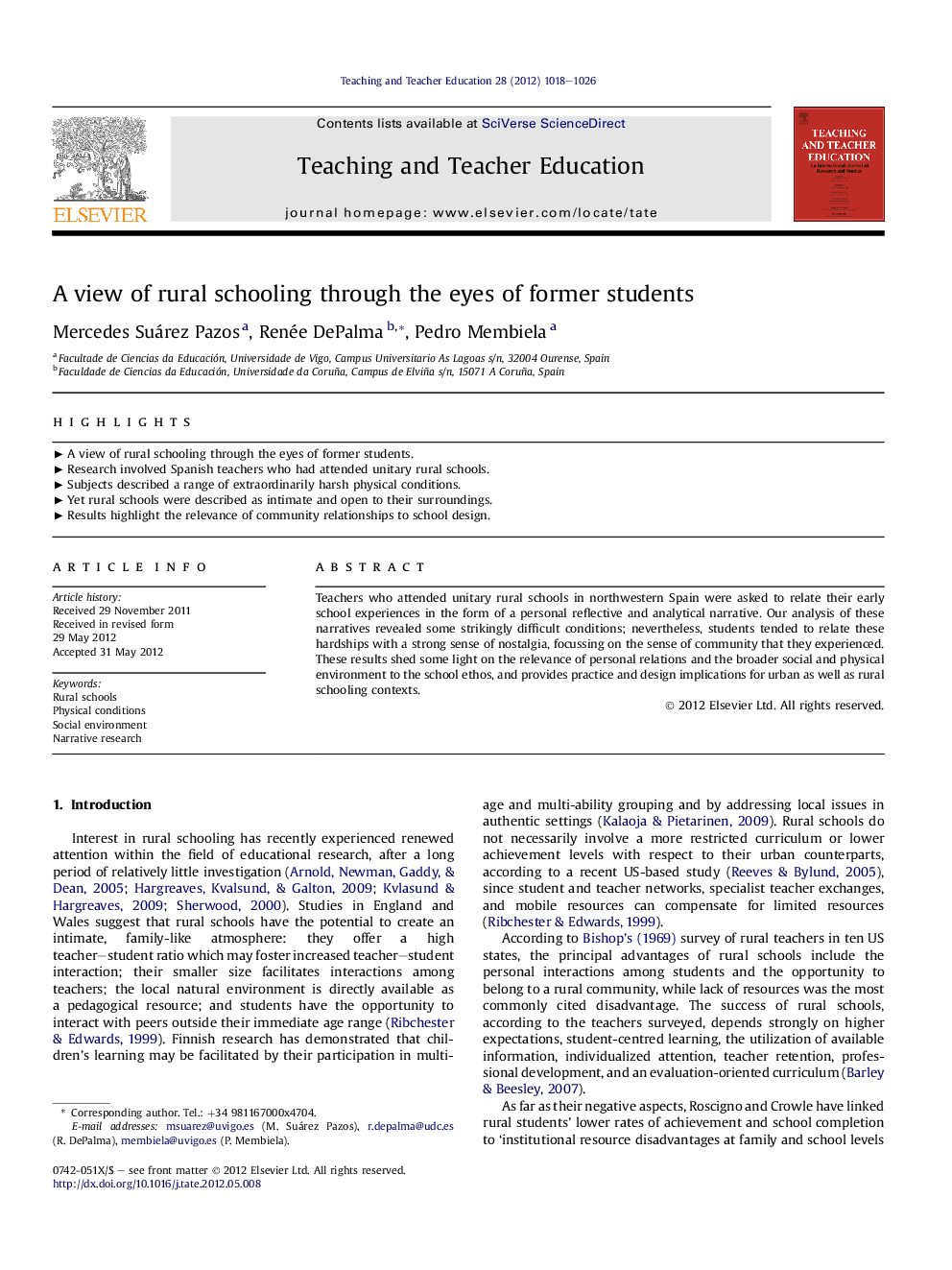 عکس صفحه اول مقاله: A view of rural schooling through the eyes of former students A view of rural schooling through the eyes of former students