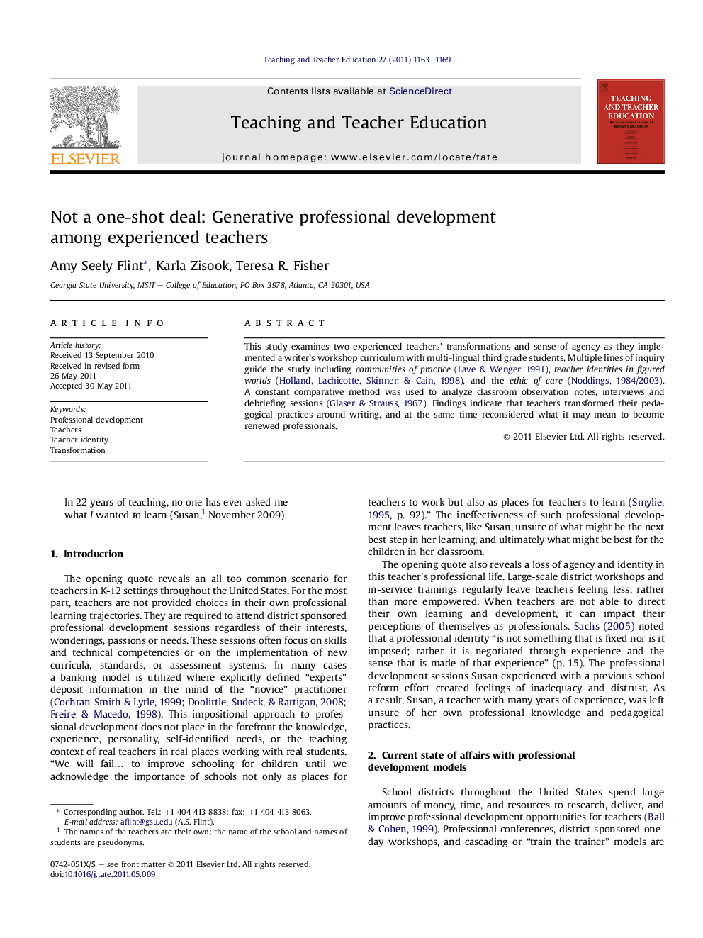 Not a one-shot deal: Generative professional development among experienced teachers