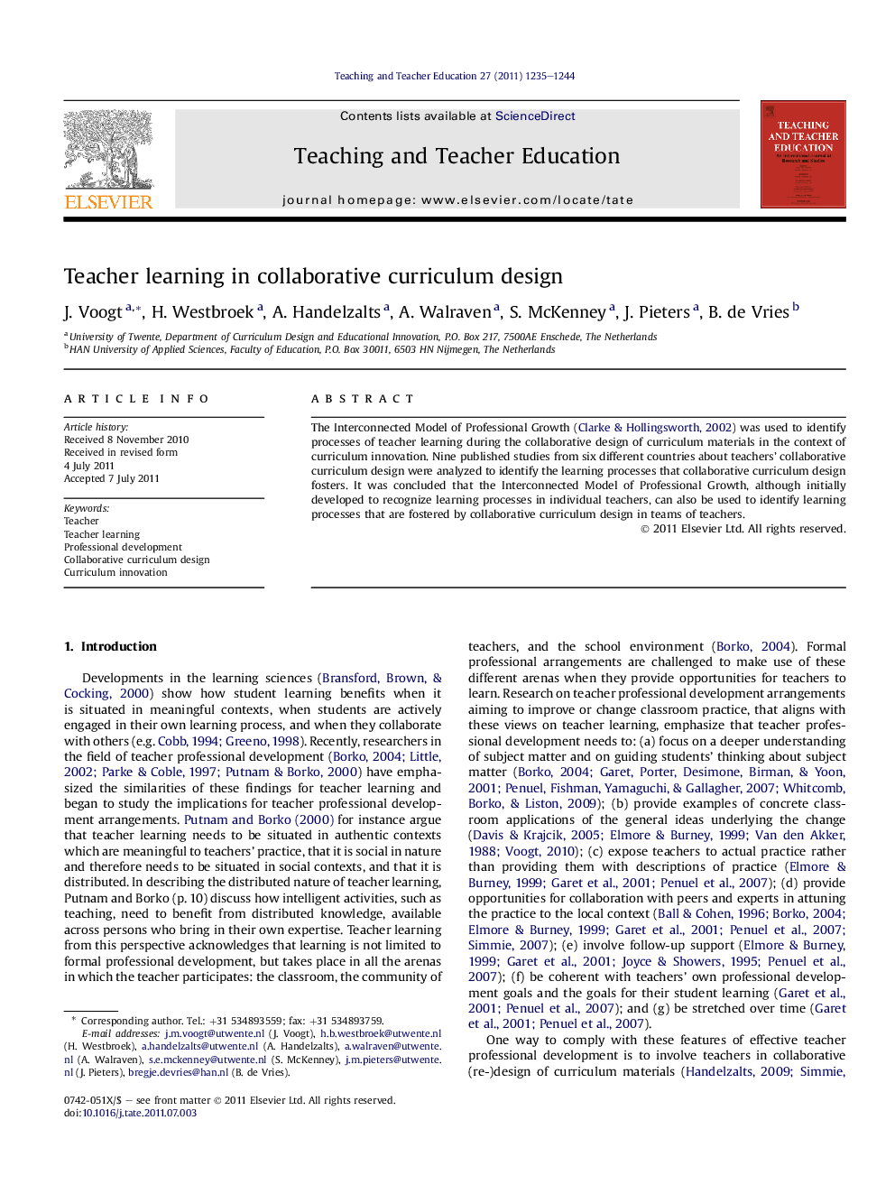 Teacher learning in collaborative curriculum design