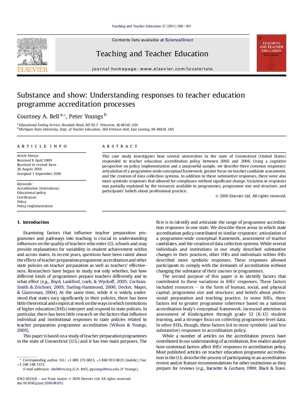 Substance and show: Understanding responses to teacher education programme accreditation processes