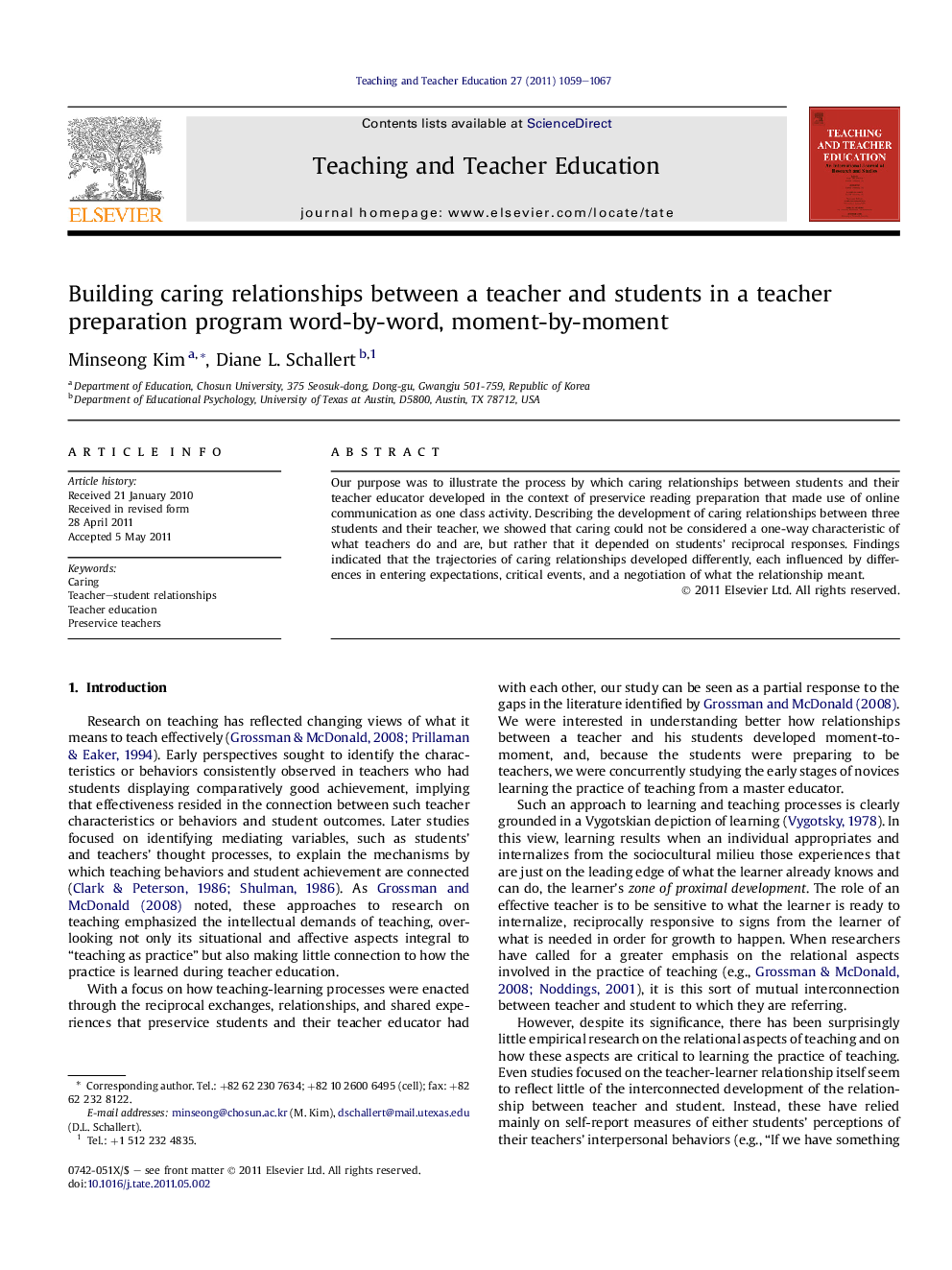 Building caring relationships between a teacher and students in a teacher preparation program word-by-word, moment-by-moment