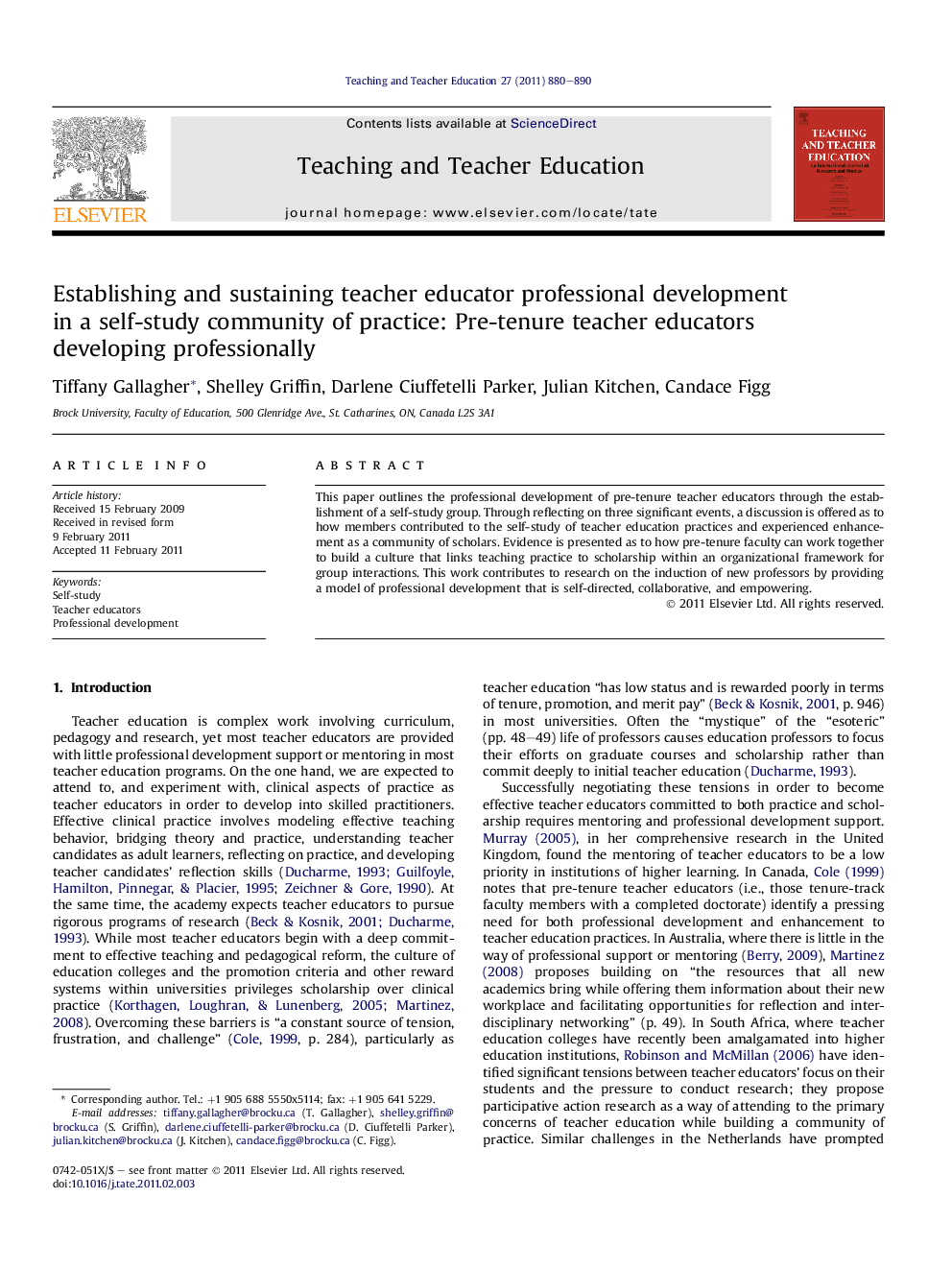 Establishing and sustaining teacher educator professional development in a self-study community of practice: Pre-tenure teacher educators developing professionally