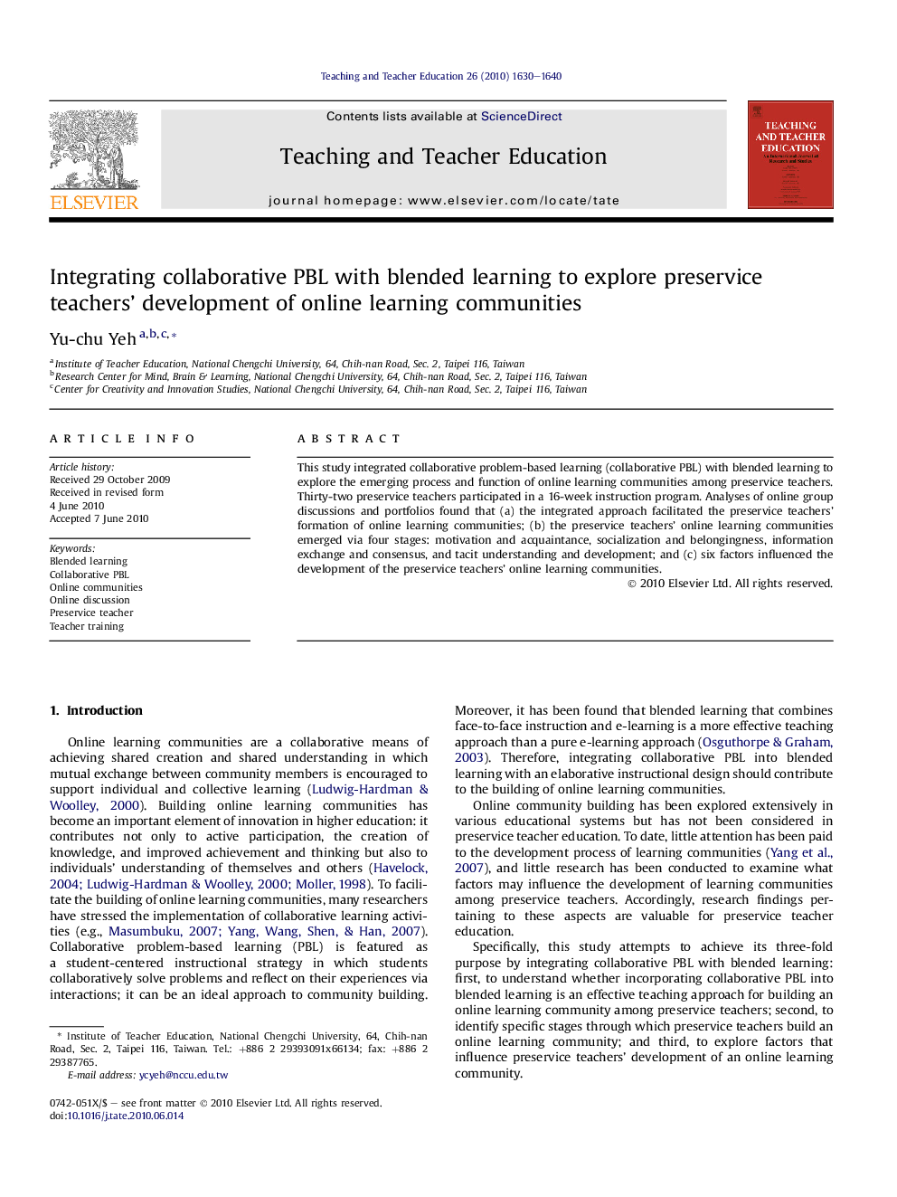 Integrating collaborative PBL with blended learning to explore preservice teachers’ development of online learning communities